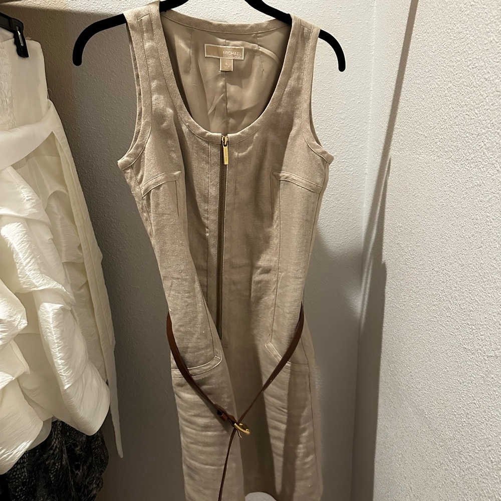 Michael Kors Beige Dress with Brown & Gold Accents